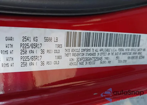 2017 Dodge Journey Sxt Awd z USA, uszkodzony, nr VIN 3C4PDDBG0HT525045